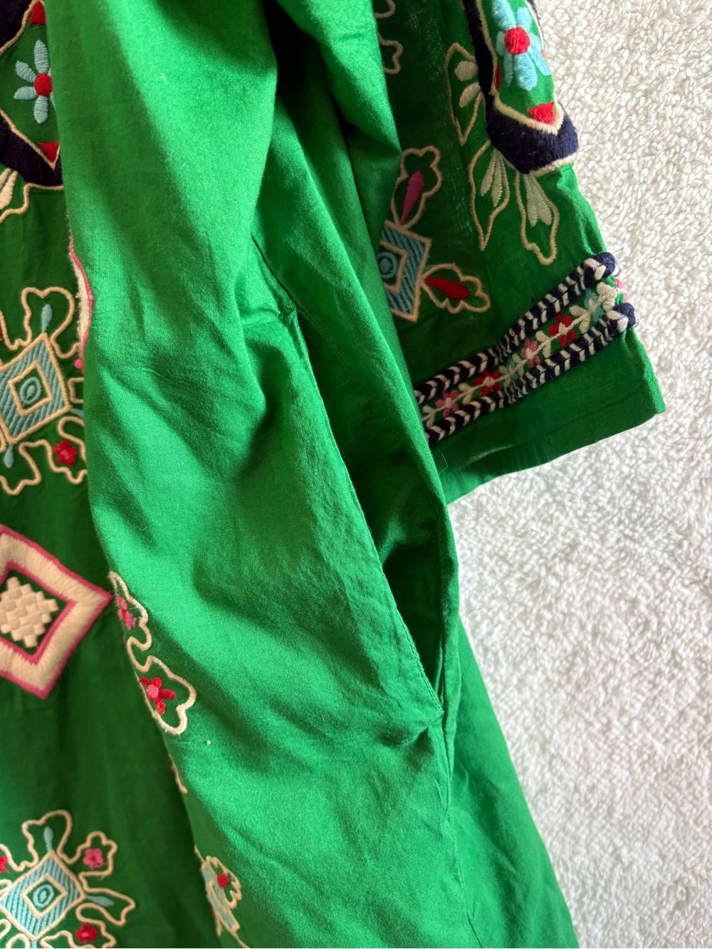 Frances Valentine Green Embroidered Tunic Shift Dress Size 1X - Picture 6 of 12